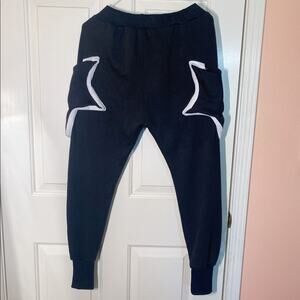 Black and White Joggers with Star Design Side Pockets | 37 in. x 12 in.